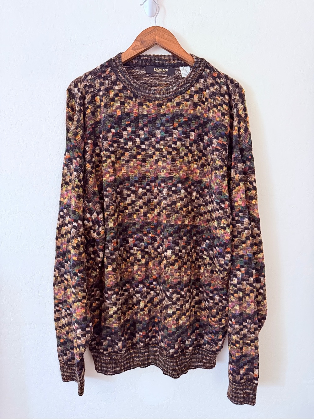 Bachrach Men’s Multicolor Italian Knit Sweater Size Medium Abstract Pattern